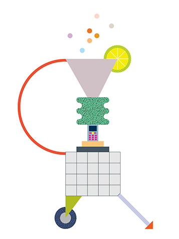 Line illustration with a funnel and grid