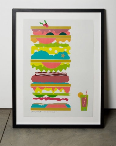 Framed print of stacked colourful shapes