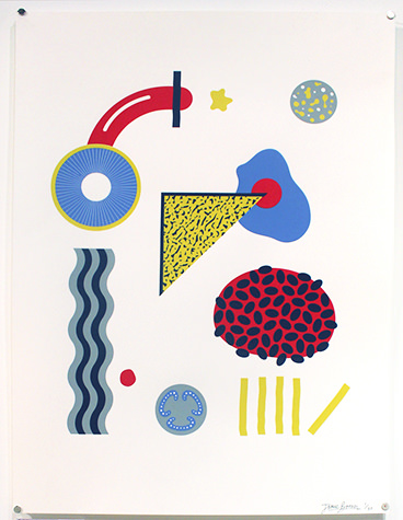 Illustration of floating shapes on white