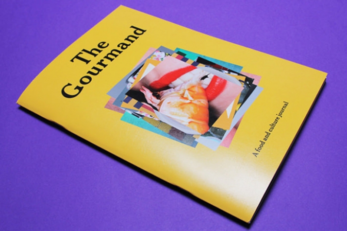 Magazine with an illustrated cover on purple