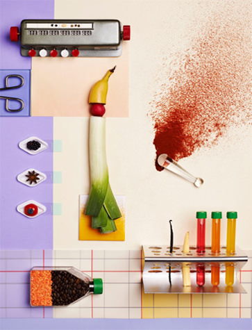 Illustration with test tubes and splashes