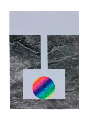 Grey panel with a rainbow circle