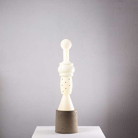 White Totem Light, detail of stacked glass shades