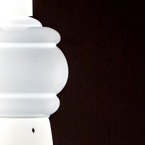 White Totem Light, detail of stacked glass shades