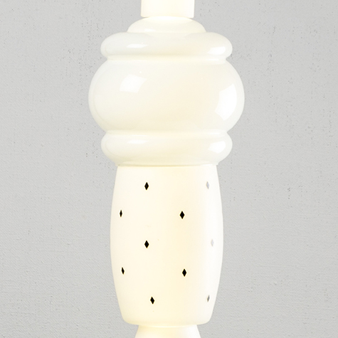White Totem Light, detail of stacked glass shades