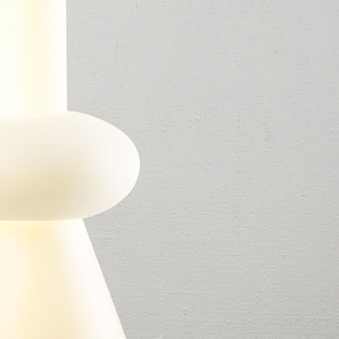 White Totem Light, detail of stacked glass shades